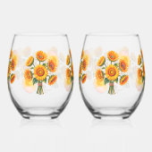 Sunflower Celebration Wedding Wijnglas Zonder Voet (Links)