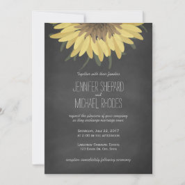 Sunflower Chalkboard Rustic Wedding Invitation Kaart