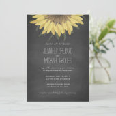 Sunflower Chalkboard Rustic Wedding Invitation Kaart (Staand voorkant)