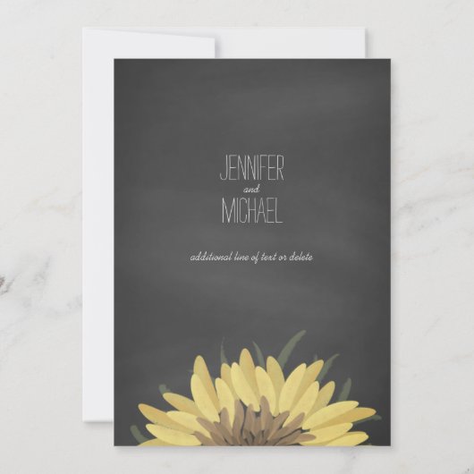 Sunflower Chalkboard Rustic Wedding Invitation Kaart (Achterkant)
