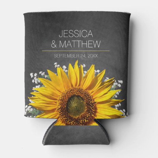 Sunflower Chalkboard Weddenschap Blikjeskoeler (Voorkant)