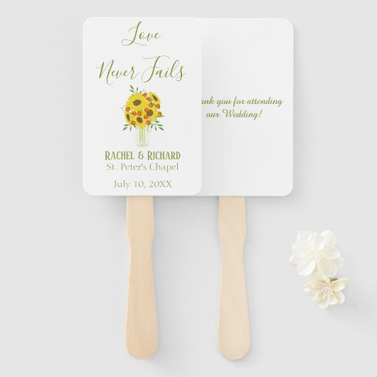 Sunflower Charm Wedding Handwaaier (Voorkant en achterkant)