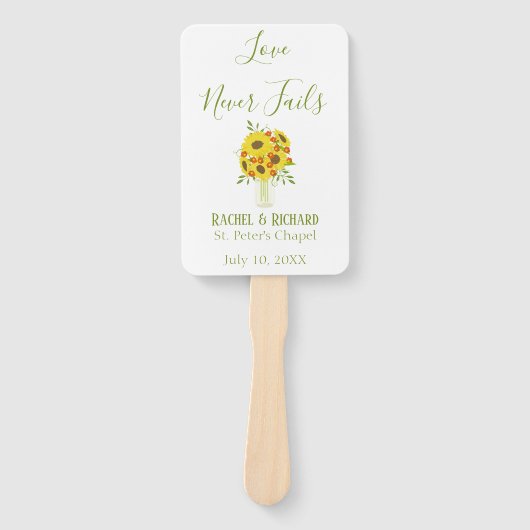 Sunflower Charm Wedding Handwaaier (Voorkant)