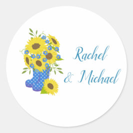 Sunflower Charm Wedding Ronde Sticker