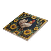 Sunflower Chicken - Brown Hen & Yellow Sunflowers Tegeltje (Zijkant)