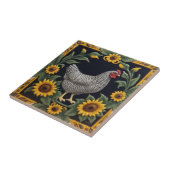 Sunflower Chicken - Grey Hen & Sunflowers Tegeltje (Zijkant)