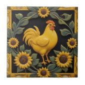 Sunflower Chicken - Yellow Hen & Sunflowers Tegeltje (Voorkant)