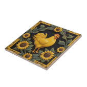 Sunflower Chicken - Yellow Hen & Sunflowers Tegeltje (Zijkant)