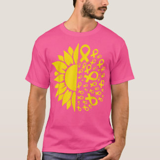 Sunflower Childhood Cancer Awareness Ribbon Mom Da T-shirt