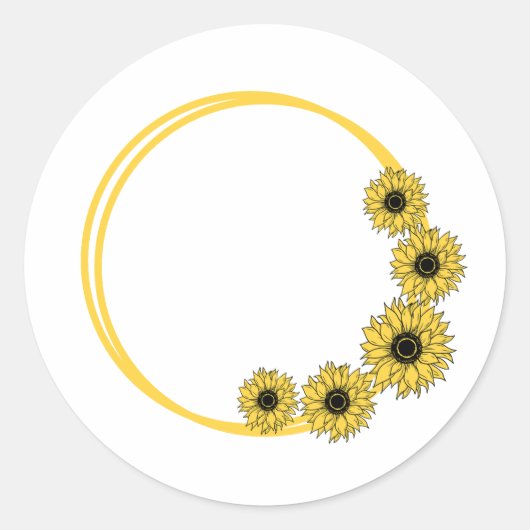 Sunflower Circle Lijst artwork Ronde Sticker (Voorkant)
