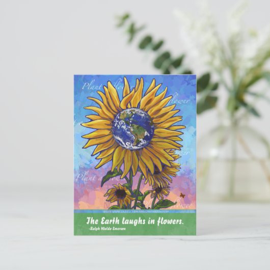 Sunflower Citaat Briefkaart (Staand voorkant)