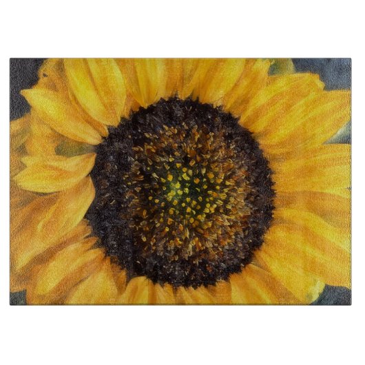 Sunflower Close Up Floral Art Glass Snijplank (Voorkant)