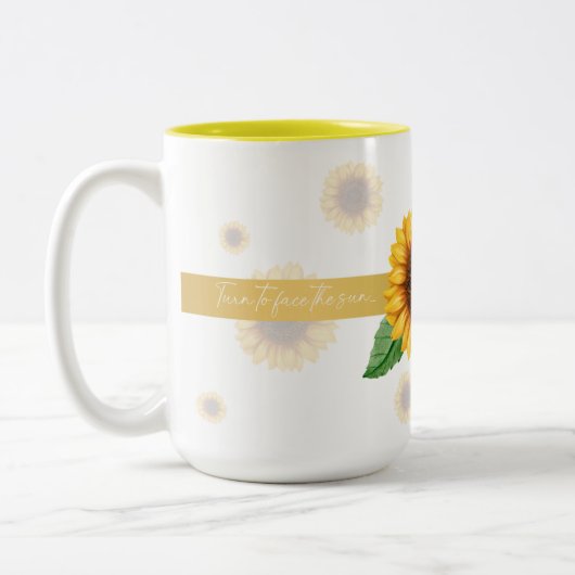 Sunflower Coffee Mok "Face the sunshine" (Links)