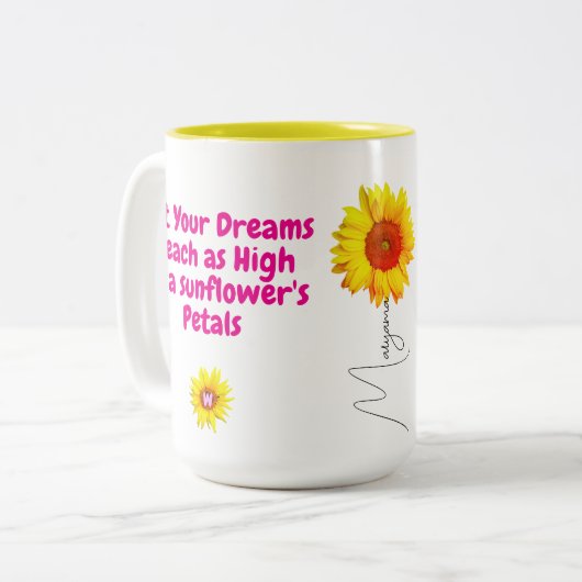 Sunflower Coffee Mok (Motivatie citaat voor haar) (Voorkant links)