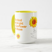 Sunflower Coffee Mok voor haar (naam Monogram Quot (Voorkant links)
