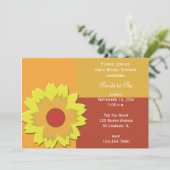 Sunflower Color Block Bridal Showuitnodiging Kaart (Staand voorkant)