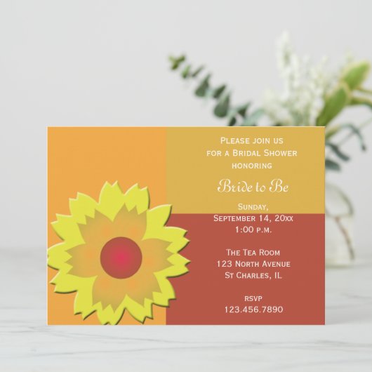 Sunflower Color Block Bridal Showuitnodiging Kaart (Staand voorkant)