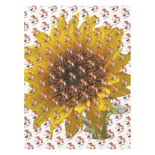 Sunflower Cooking Love Red Hearts White Tablecloth Tafelkleed (Voorkant)