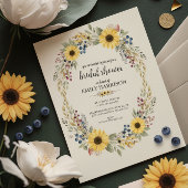Sunflower Corner Bridal Shower Invite Rustic Style Kaart