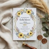 Sunflower Corner Bridal Shower Invite Rustic Style Kaart