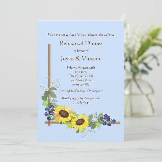 Sunflower Corner Uitnodiging (Staand voorkant)