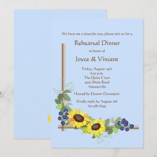 Sunflower Corner Uitnodiging (Voorkant / Achterkant)