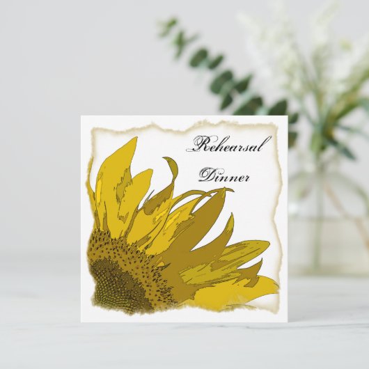 Sunflower Corner Wedding Rehearsal Dinner Kaart (Staand voorkant)