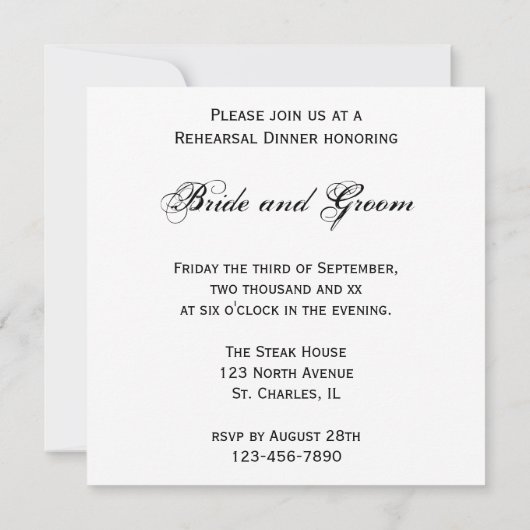 Sunflower Corner Wedding Rehearsal Dinner Kaart (Achterkant)