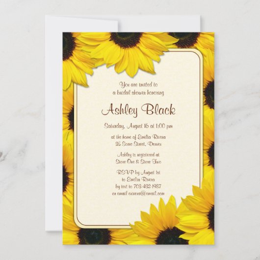 Sunflower Country Bridal Shower Invitation Kaart (Voorkant)