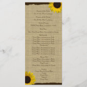 Sunflower Country Burlap Wedding Programma Programmakaart (Achterkant)