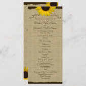 Sunflower Country Burlap Wedding Programma Programmakaart (Voorkant / Achterkant)