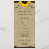 Sunflower Country Burlap Wedding Programma Programmakaart (Voorkant)