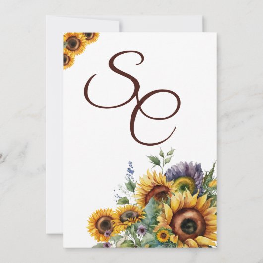 Sunflower Country Chic Weddenschap Kaart (Achterkant)