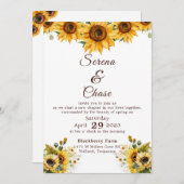 Sunflower Country Chic Weddenschap Kaart (Voorkant / Achterkant)