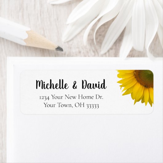Sunflower Country Floral Weduwingadres Etiket (Insitu)
