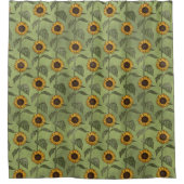 Sunflower County Rustic Floral Green Yellow Douchegordijn (Voorkant)