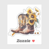 Sunflower Cowgirl Boots Sticker (Vel)