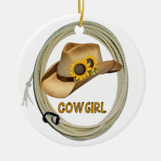 Sunflower Cowgirl Keramisch Ornament