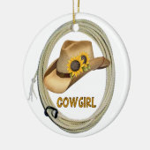 Sunflower Cowgirl Keramisch Ornament (Links)
