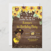 Sunflower Cowgirl rustic Afro Girl Baby shower Inv Kaart (Voorkant)