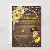 Sunflower Cowgirl rustige Baby shower-uitnodiging Kaart (Voorkant)