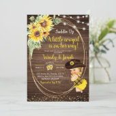 Sunflower Cowgirl rustige Baby shower-uitnodiging Kaart (Staand voorkant)