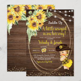 Sunflower Cowgirl rustige Baby shower-uitnodiging Kaart