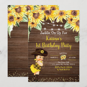 Sunflower Cowgirl rustige Baby shower-uitnodiging Kaart