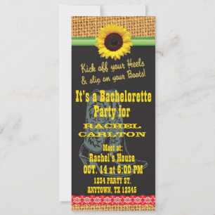 Sunflower Cowgirl Uitnodiging Bachelorette