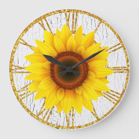 Sunflower Cracked Paint Background Grote Klok (Voorkant)