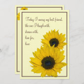 Sunflower Cream Yellow Brown Wedding Invitation Kaart (Voorkant / Achterkant)