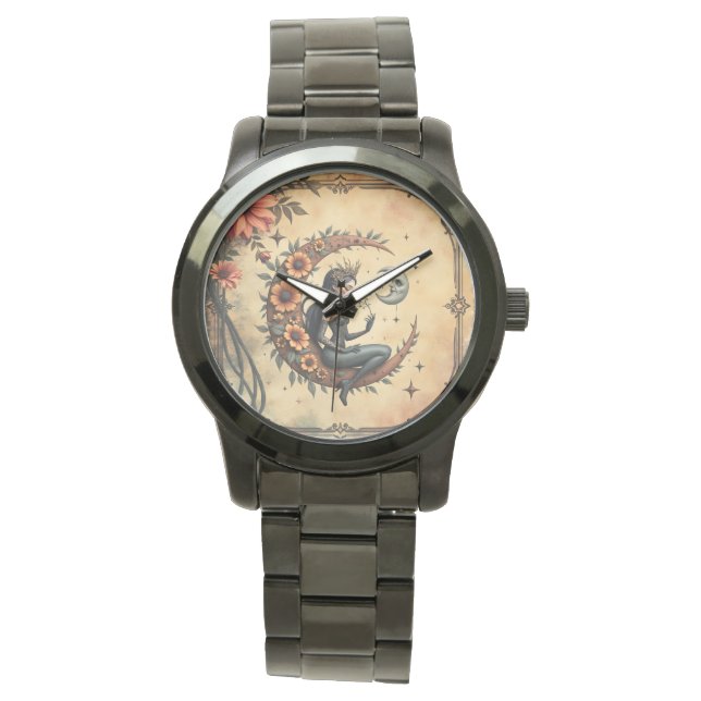 Sunflower Crescent Queen  Horloge (Voorkant)