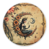 Sunflower Crescent Queen Keramische Knop (Voorkant)