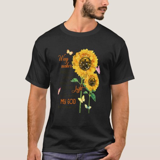 Sunflower Cross Faith Jesus Butterfly Christelijke T-shirt (Voorkant)